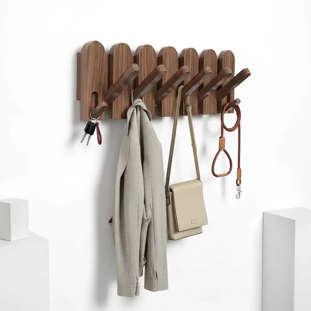 Walnut Wood Wall Mounted Coat Rack Wall Mount,Wall Mounted Coat Rack