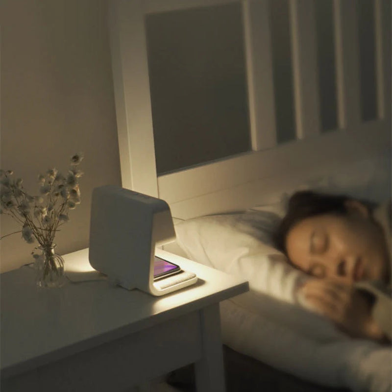 Multifunction Alarm Clock — Wireless Charger & LED Night Lamp