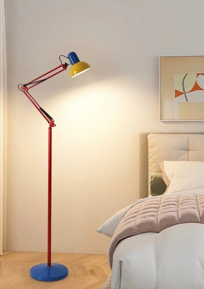 Memphis Retro Tall Metal Floor Lamp — Full‑Spectrum LED Reading Light