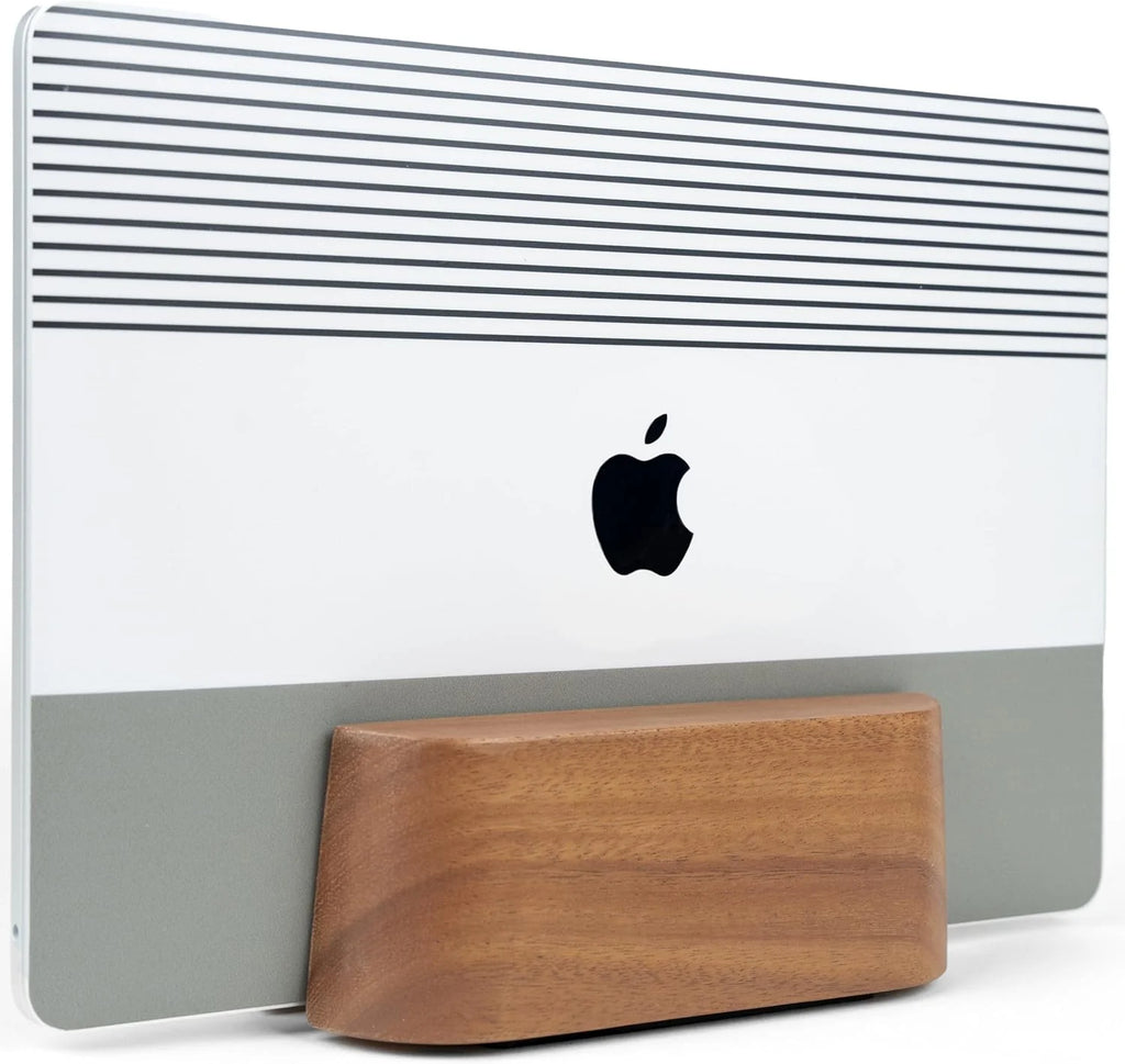 Adjustable Vertical Laptop Stand for Desk, Wooden Laptop Holder, Macbook Pro Stand, Wood Mac Air Dock (Solid Walnut)
