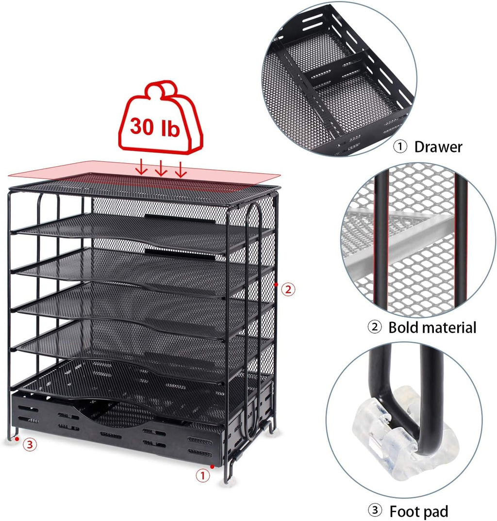 ⭐ 7‑Tier Metal Mesh Desk Organizer — Large‑Capacity Office Paper & File Tray