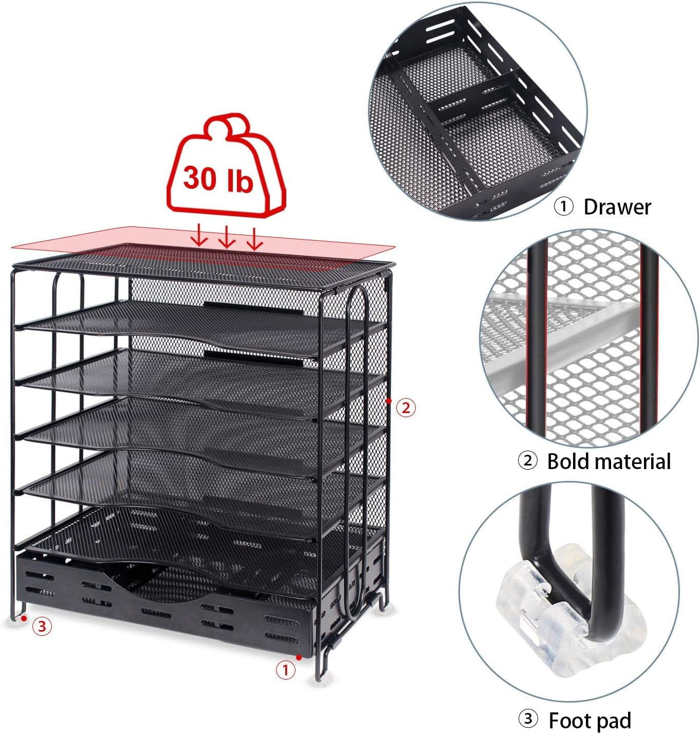 ⭐ 7‑Tier Metal Mesh Desk Organizer — Large‑Capacity Office Paper & File Tray