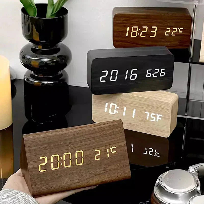 Royallure Smart Digital Alarm Clock — LED Display, Multiple Alarms & Modern Wooden Design