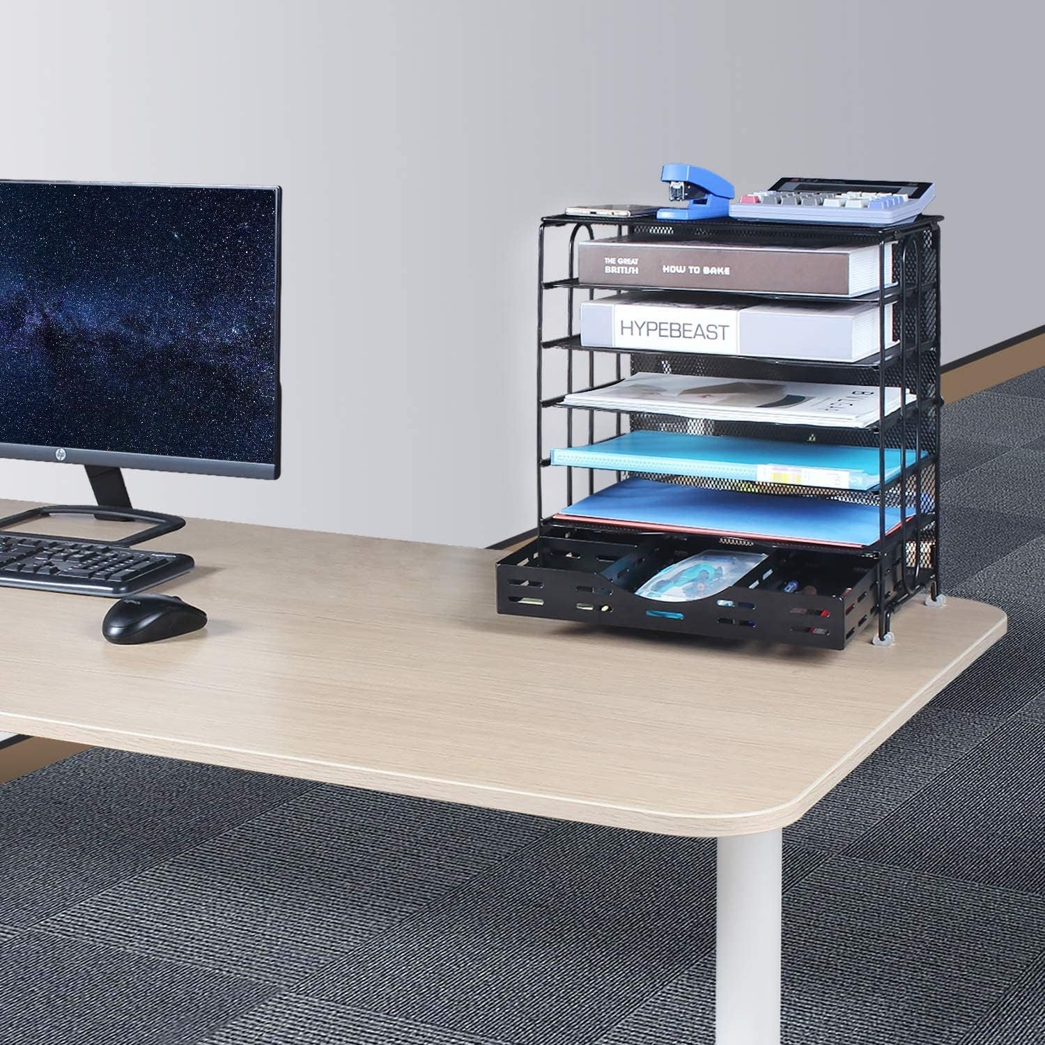 ⭐ 7‑Tier Metal Mesh Desk Organizer — Large‑Capacity Office Paper & File Tray
