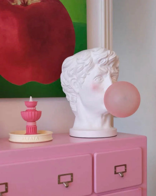 Bubblegum David Designer Lamp — Modern Creative Resin Table Lamp with Handblown Glass Shade