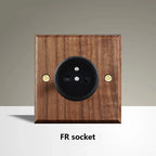 Black Walnut Wood Toggle Light Switch,Home Retro Brass Panel,Fr UK Universal Double USB Wall Electrical Socket Vintage Switch
