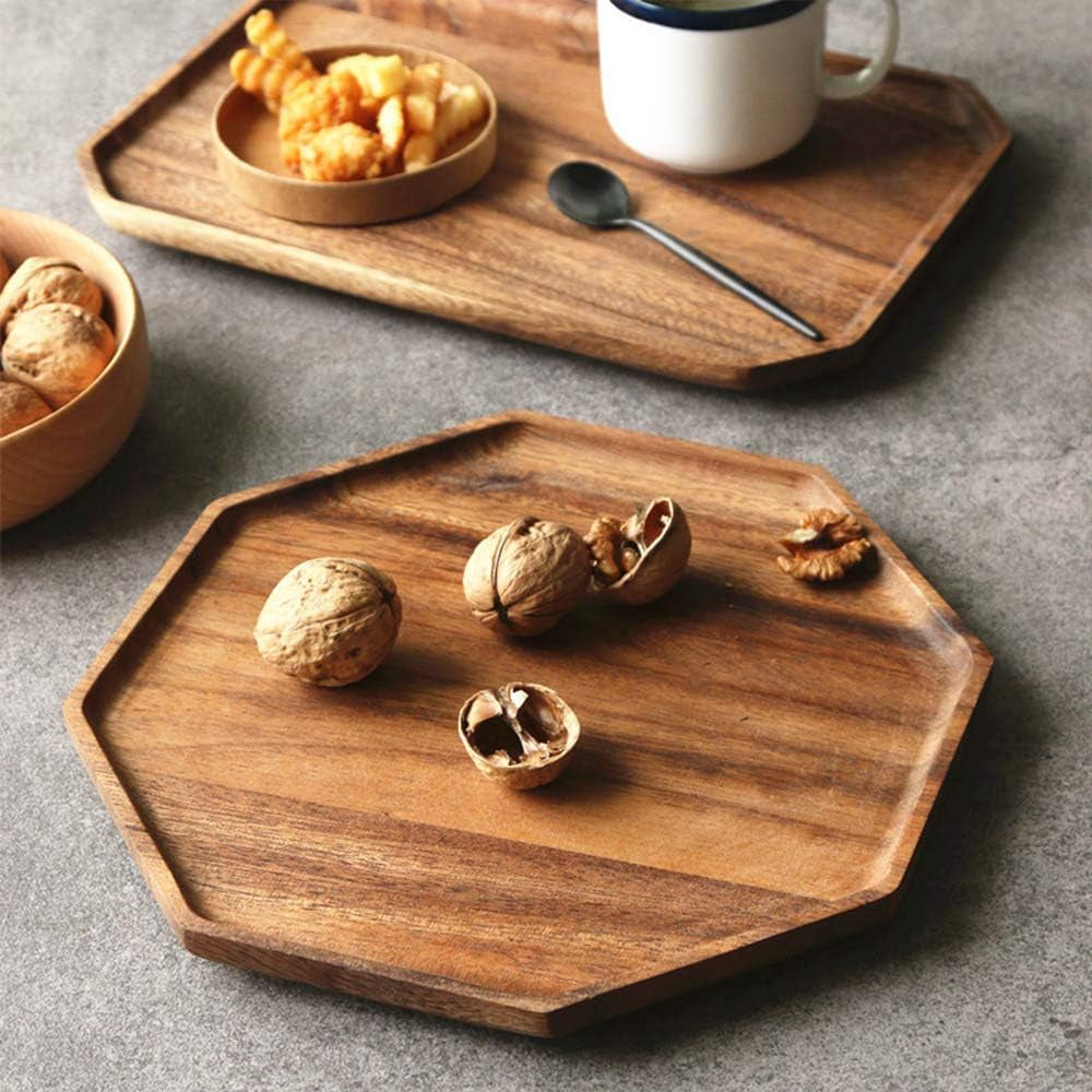 Set of 2 Acacia Wooden Trays — Premium Serving Platters for Hosting & Everyday Use