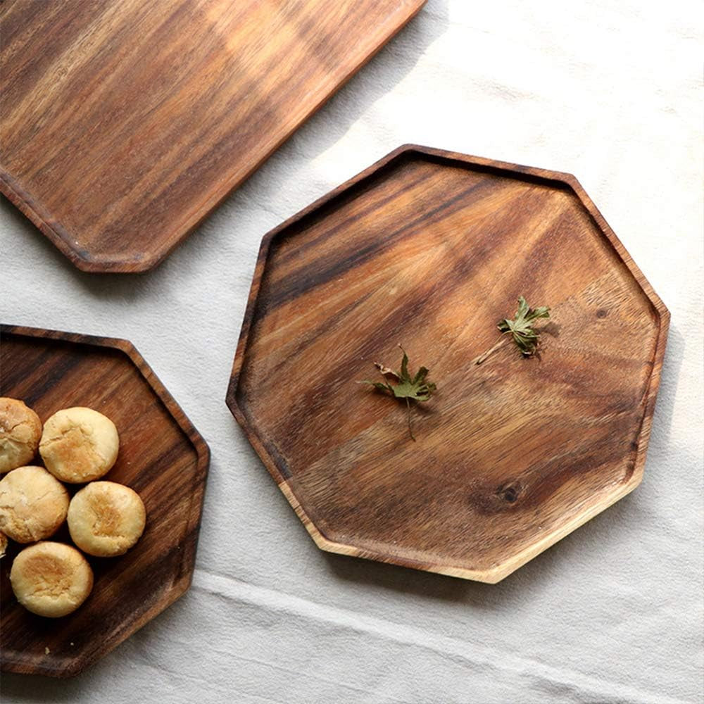 Set of 2 Acacia Wooden Trays — Premium Serving Platters for Hosting & Everyday Use