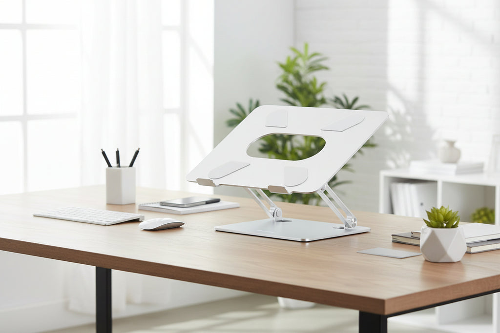 Laptop Stand, Adjustable Multi-Angle Laptop Holder, Compatible for Laptops up to 17 Inches, Sturdy Aluminum & Silicone, Silver