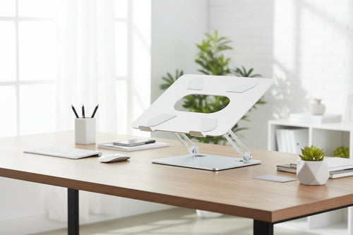 Laptop Stand, Adjustable Multi-Angle Laptop Holder, Compatible for Laptops up to 17 Inches, Sturdy Aluminum & Silicone, Silver