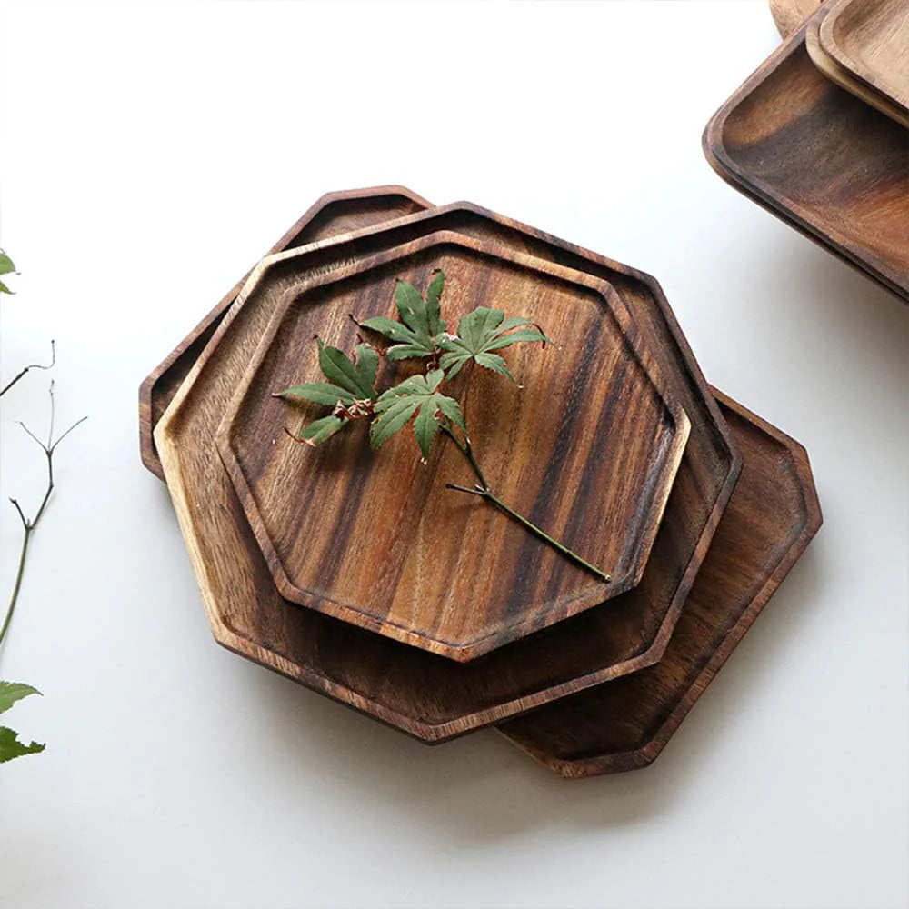 Set of 2 Acacia Wooden Trays — Premium Serving Platters for Hosting & Everyday Use