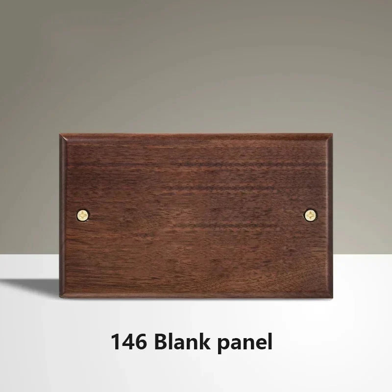 Black Walnut Wood Toggle Light Switch,Home Retro Brass Panel,Fr UK Universal Double USB Wall Electrical Socket Vintage Switch