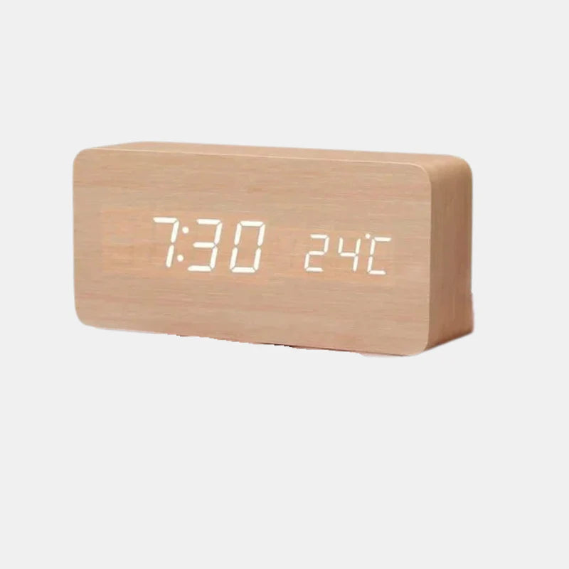 Royallure Smart Digital Alarm Clock — LED Display, Multiple Alarms & Modern Wooden Design