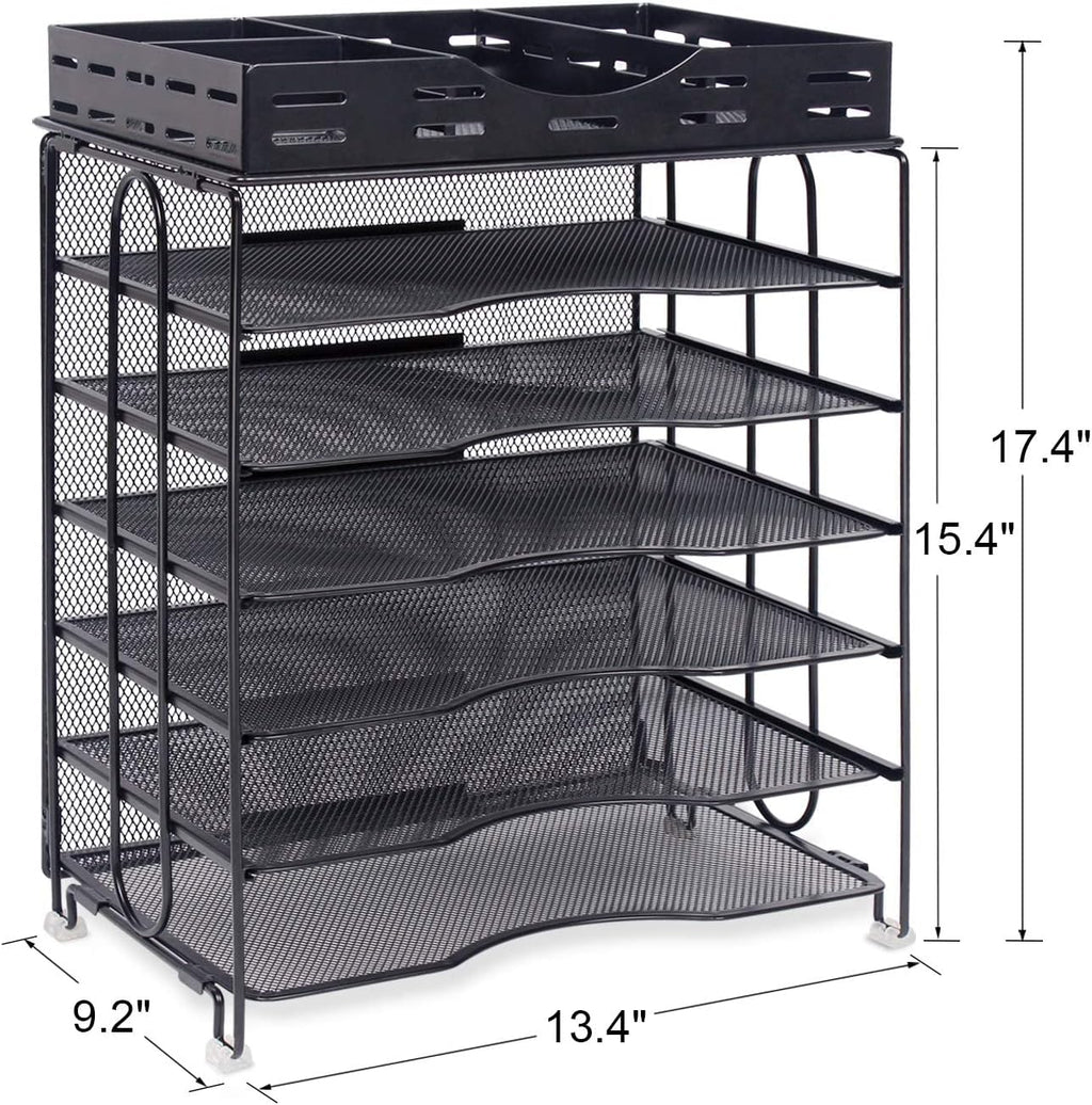 ⭐ 7‑Tier Metal Mesh Desk Organizer — Large‑Capacity Office Paper & File Tray