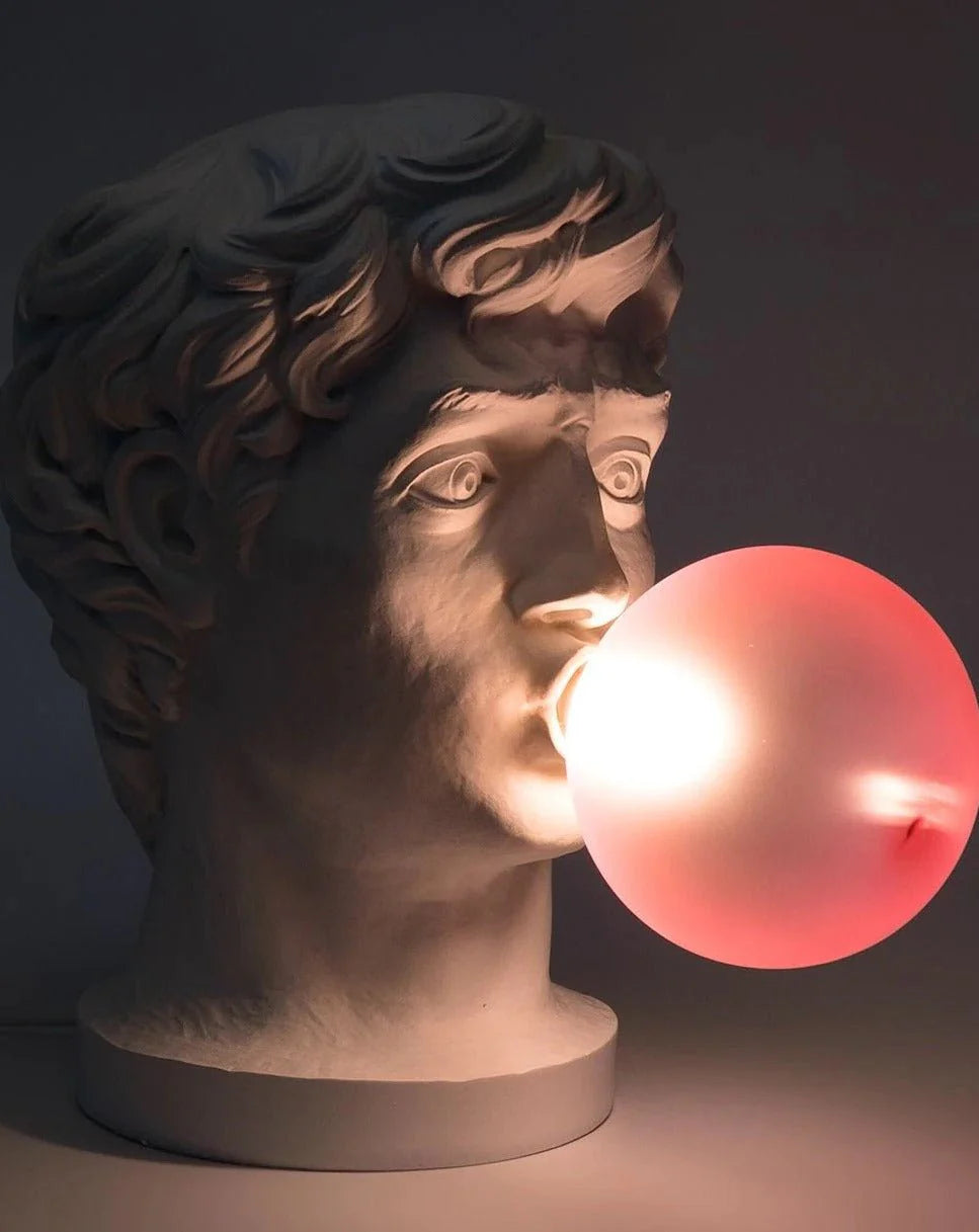 Bubblegum David Designer Lamp — Modern Creative Resin Table Lamp with Handblown Glass Shade