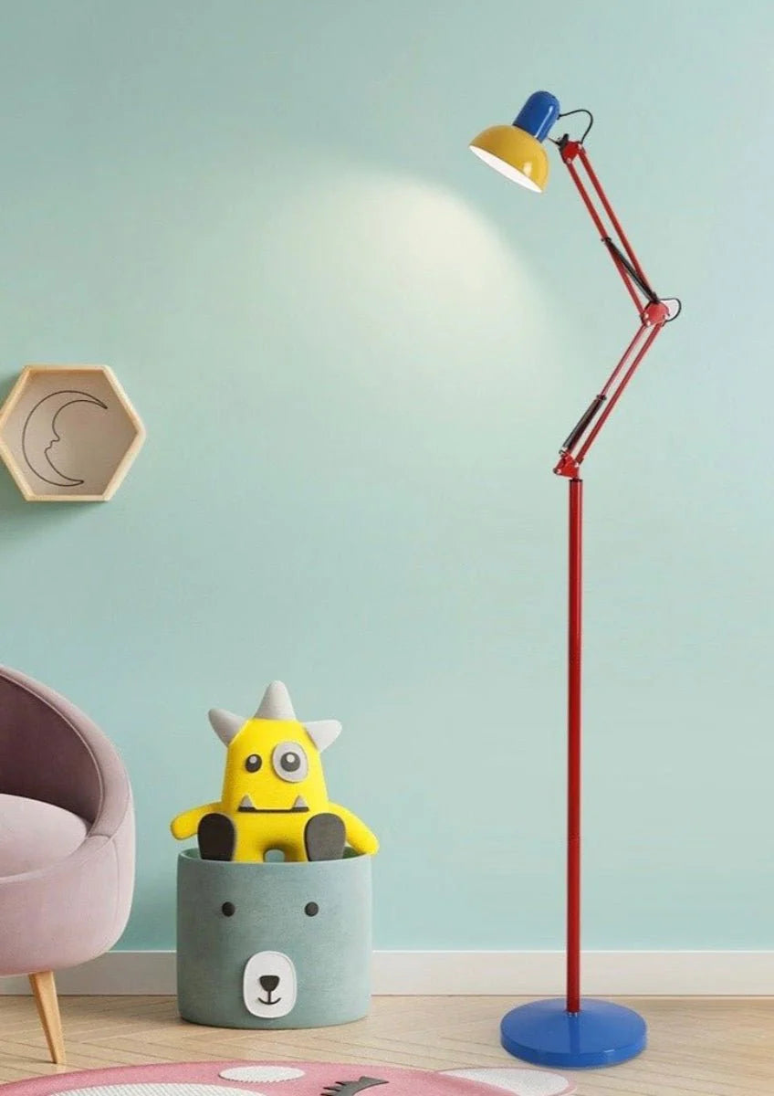 Memphis Retro Tall Metal Floor Lamp — Full‑Spectrum LED Reading Light