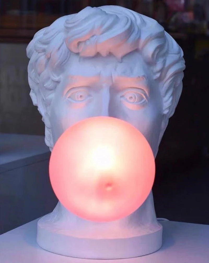 Bubblegum David Designer Lamp — Modern Creative Resin Table Lamp with Handblown Glass Shade