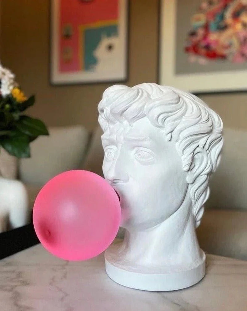 Bubblegum David Designer Lamp — Modern Creative Resin Table Lamp with Handblown Glass Shade