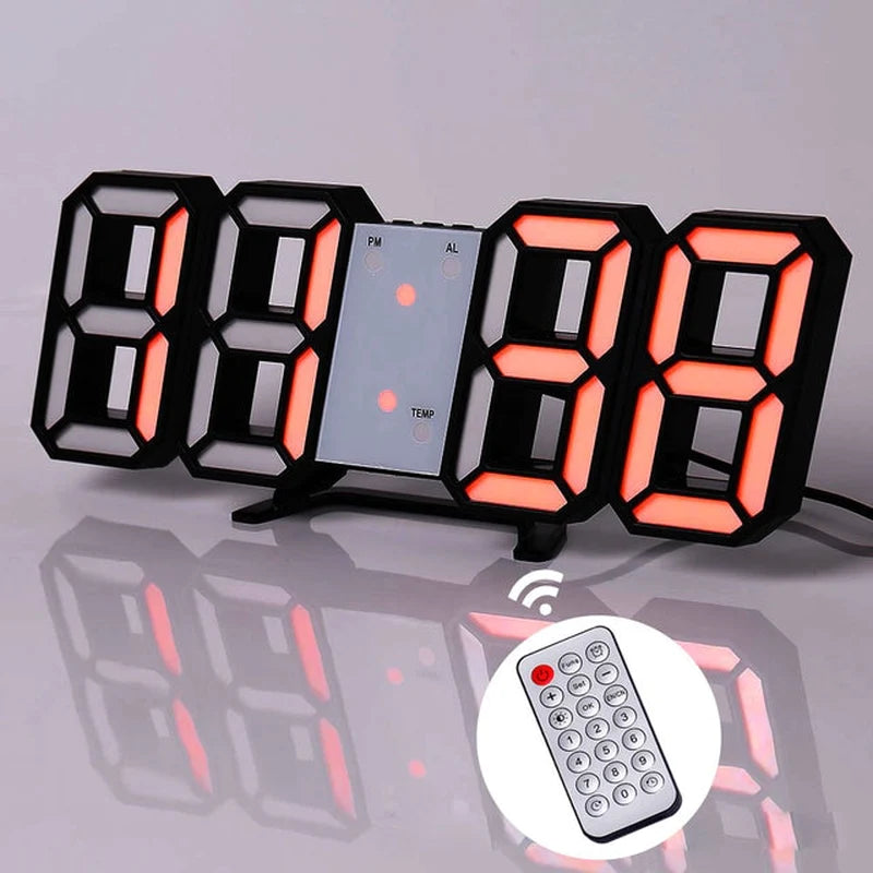 Nordic Digital Alarm Clock — Modern LED Wall & Table Clock with Calendar & Thermometer