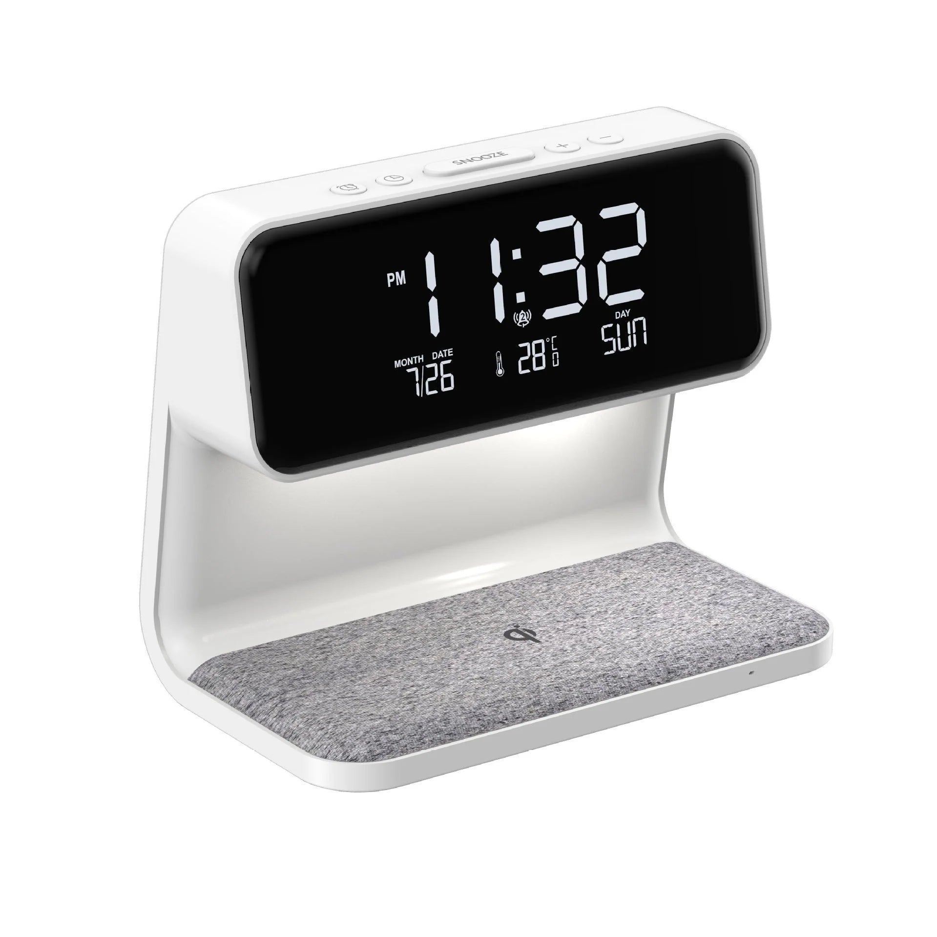 Multifunction Alarm Clock — Wireless Charger & LED Night Lamp