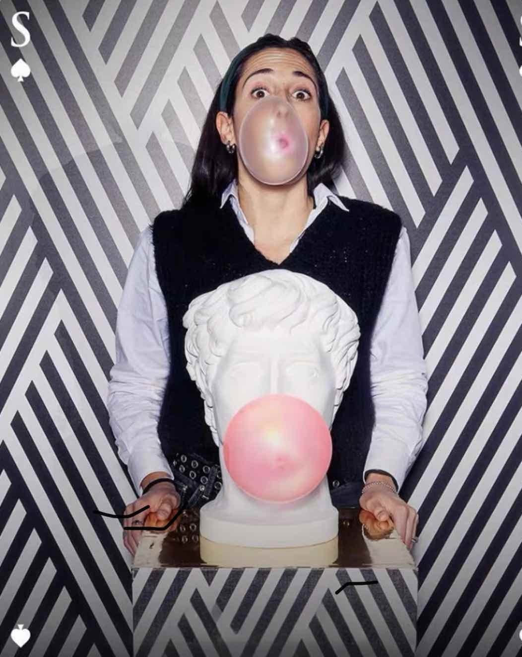 Bubblegum David Designer Lamp — Modern Creative Resin Table Lamp with Handblown Glass Shade