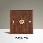 Black Walnut Wood Toggle Light Switch,Home Retro Brass Panel,Fr UK Universal Double USB Wall Electrical Socket Vintage Switch