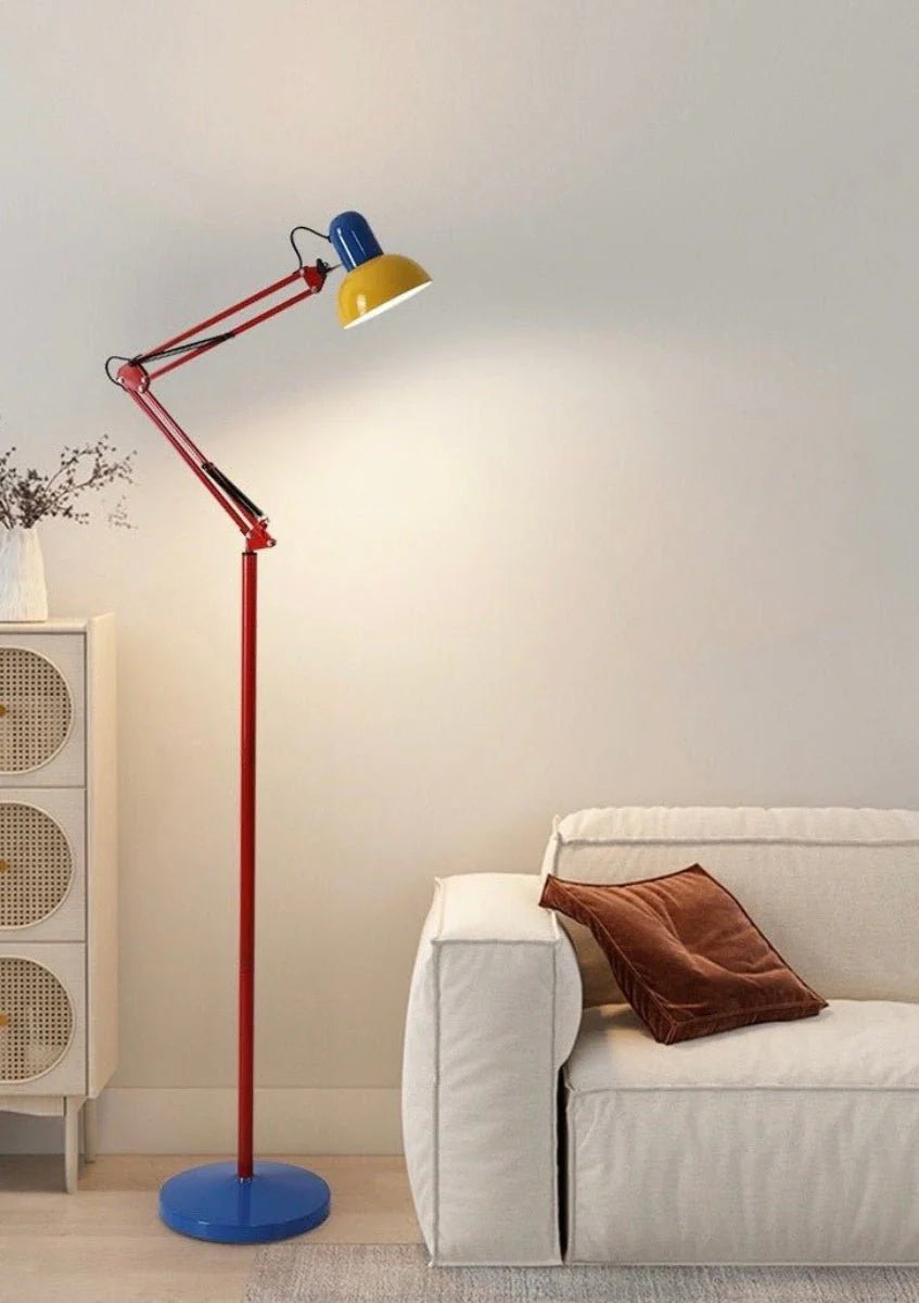 Memphis Retro Tall Metal Floor Lamp — Full‑Spectrum LED Reading Light