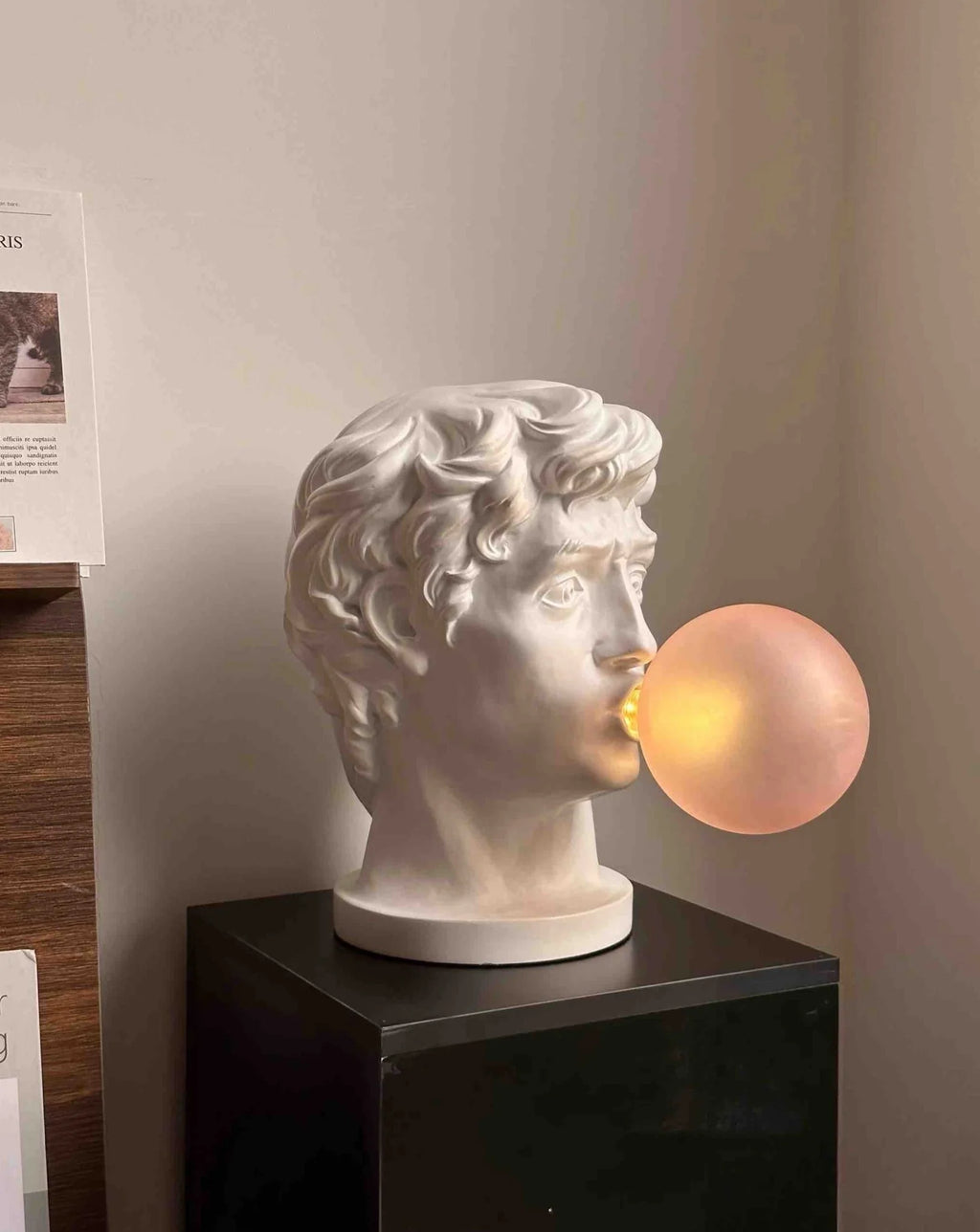 Bubblegum David Designer Lamp — Modern Creative Resin Table Lamp with Handblown Glass Shade